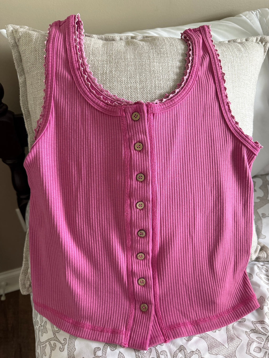 New In Button Front Tank