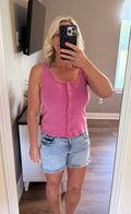 New In Button Front Tank