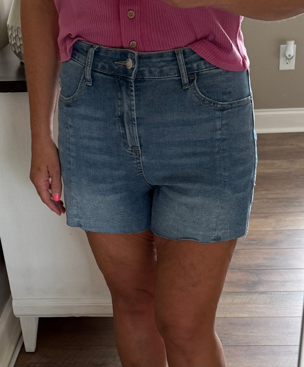 Blue Skies High Rise Acid Wash Shorts