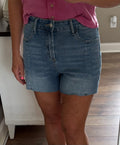 Blue Skies High Rise Acid Wash Shorts