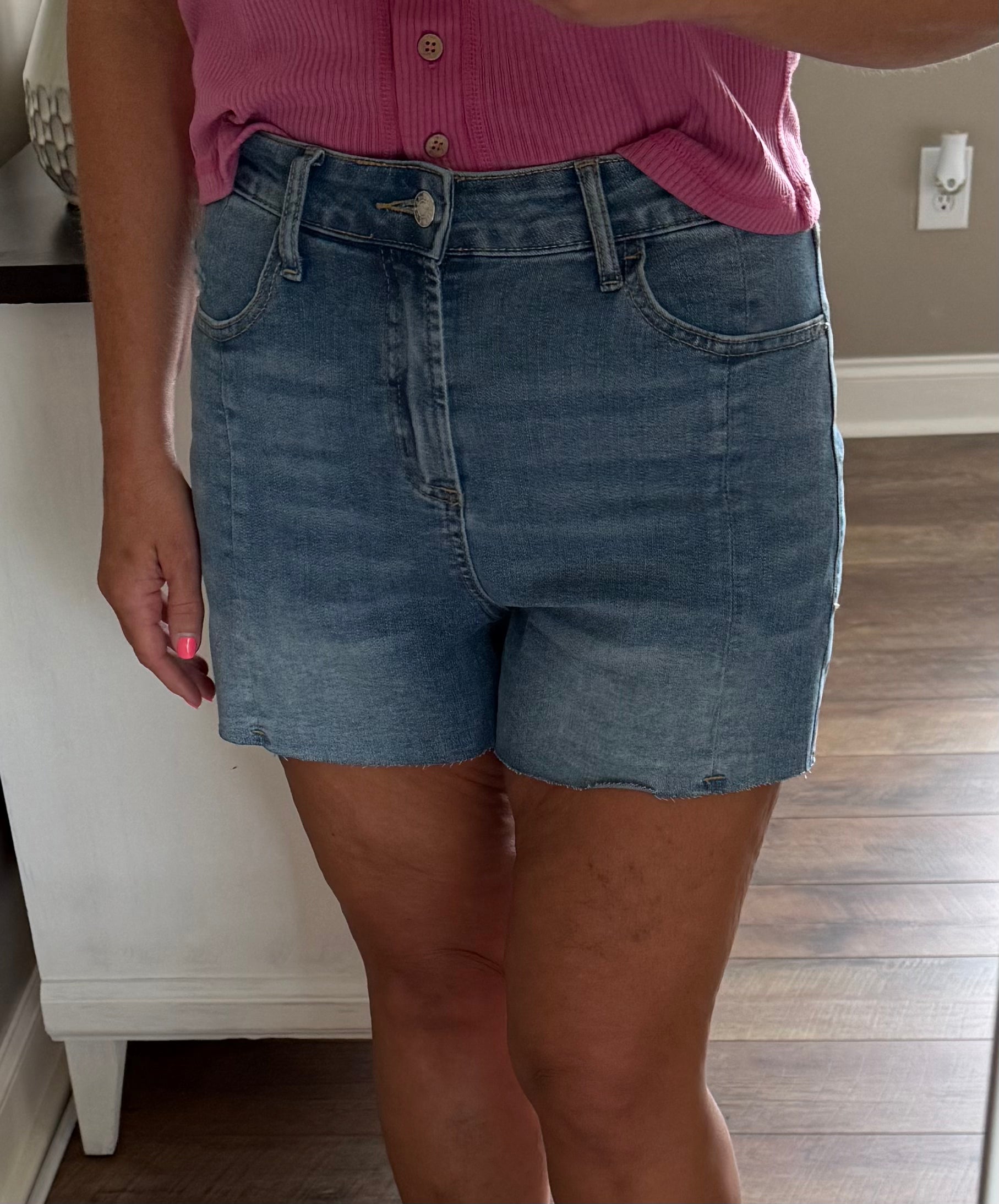Blue Skies High Rise Acid Wash Shorts
