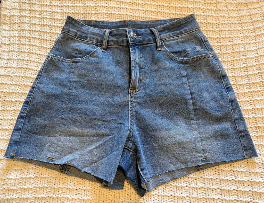 Blue Skies High Rise Acid Wash Shorts