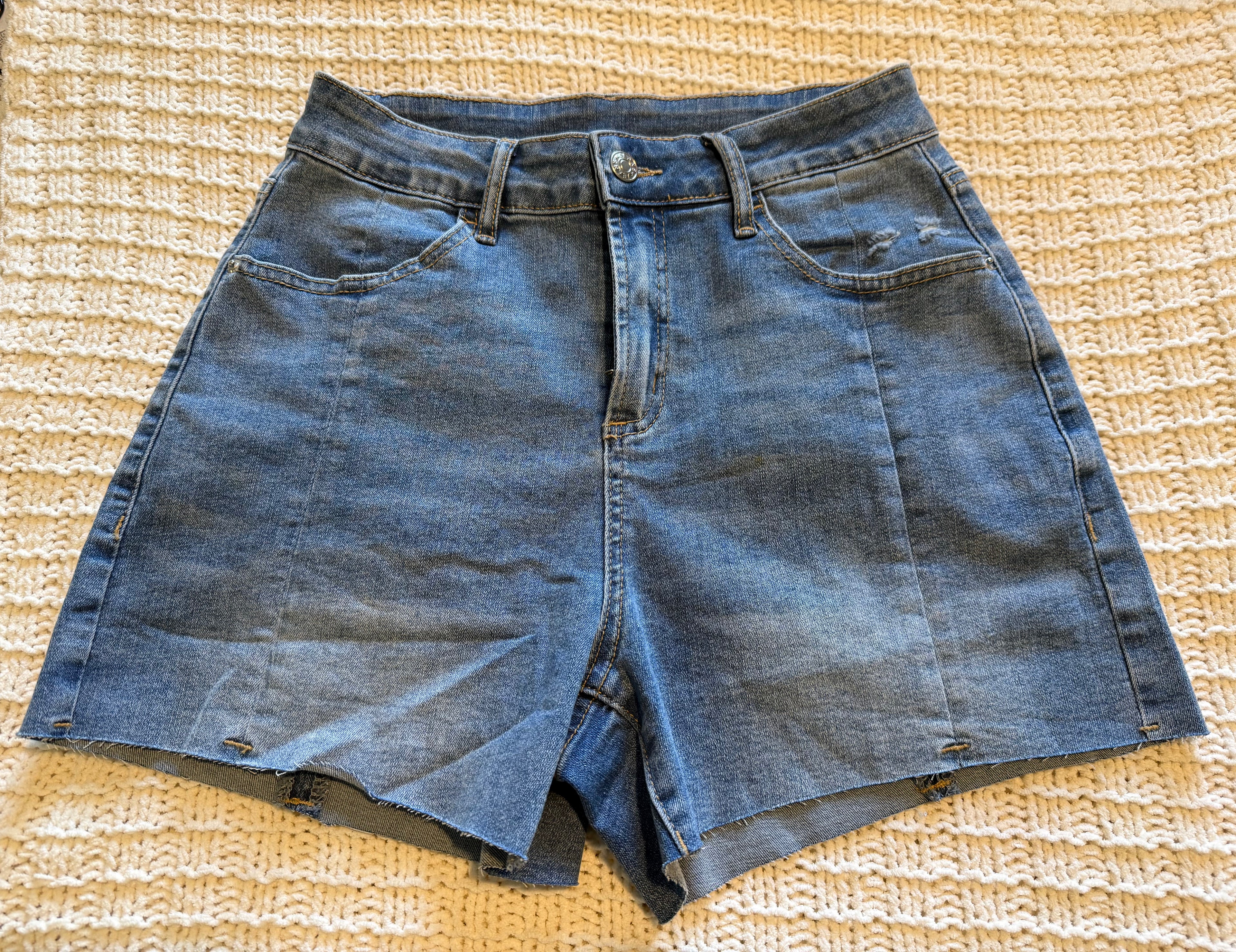 Blue Skies High Rise Acid Wash Shorts